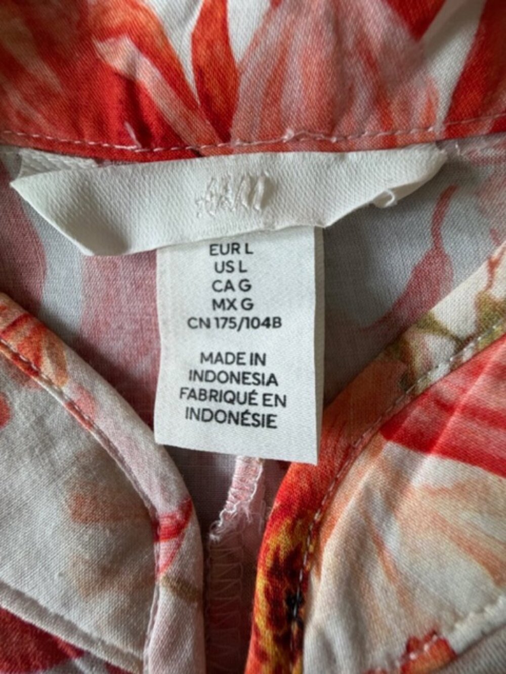 H&M Coral Babydoll Flora Mini Dress Cotton Large Boho Flowy Cottagecore Coastal - Picture 6 of 11